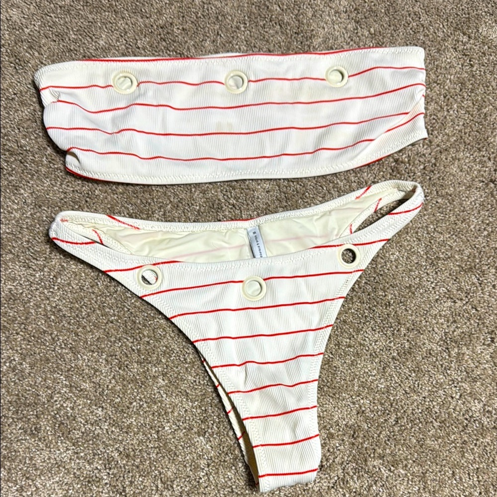Solid and striped bikini set